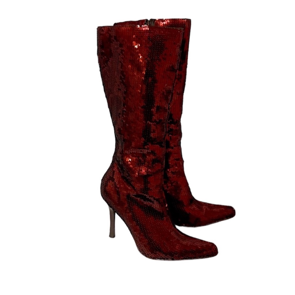 Anne Michelle maroon red knee high boots size 7 - Picture 3 of 5